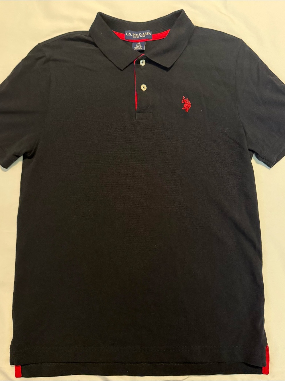 U.S. Polo Assn. Black Polo with Red Logo and Trim